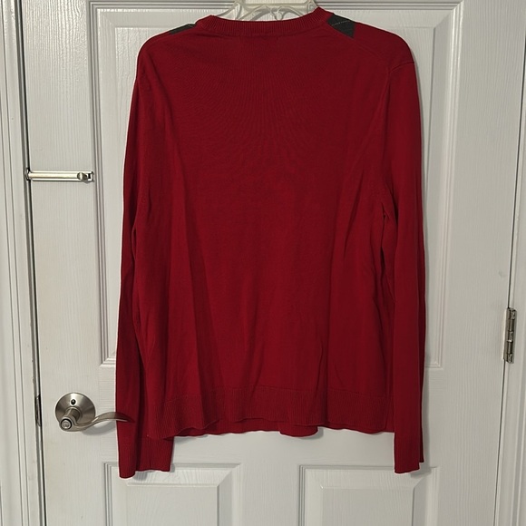 Banana Republic Men’s Red Argyle Lightweight Vneck Sweater Size Large - Picture 4 of 7